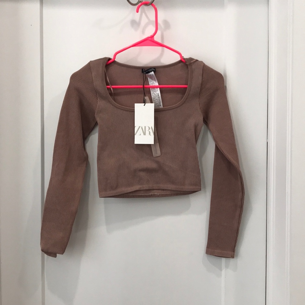 Zara pink ribbed ballet crop